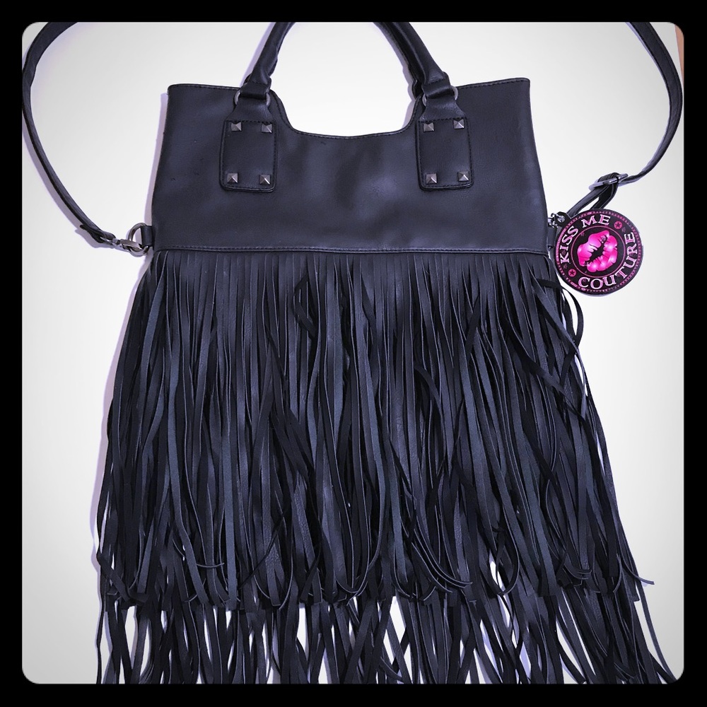 Kiss Me Couture fringed  vegan leather purse